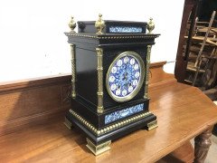 Lewis. F. Day Attributed, Aesthetic Movement Ebonised and Enamel Mantle Clock - Thumbnail 4