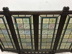 A. W. N. Pugin Gothic Revival Oak, Leaded & Painted Glass Three-Fold Fire Screen - Thumbnail 4