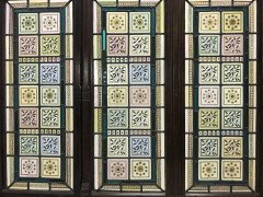 A. W. N. Pugin Gothic Revival Oak, Leaded & Painted Glass Three-Fold Fire Screen - Thumbnail 3