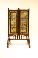 A. W. N. Pugin Gothic Revival Oak, Leaded & Painted Glass Three-Fold Fire Screen - Thumbnail 5