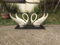 Maison Jansen, Mid-Century Composite Swan Coffee Table with Glass Top - Thumbnail 3