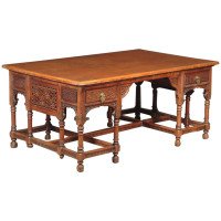 An Anglo-Moorish Walnut Partners' Desk, attributed, to Liberty & Co. - Thumbnail 2