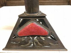 Richard Rathbone, attributed, to Voysey Pewter & Enamel Arts & Crafts Candlestick - Thumbnail 6