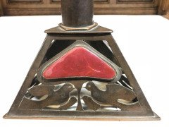 Richard Rathbone, attributed, to Voysey Pewter & Enamel Arts & Crafts Candlestick - Thumbnail 7