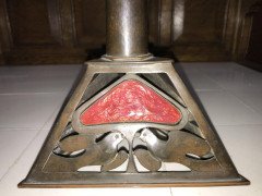 Richard Rathbone, attributed, to Voysey Pewter & Enamel Arts & Crafts Candlestick - Thumbnail 9