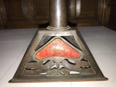 Richard Rathbone, attributed, to Voysey Pewter & Enamel Arts & Crafts Candlestick - Thumbnail 10