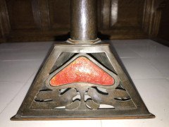 Richard Rathbone, attributed, to Voysey Pewter & Enamel Arts & Crafts Candlestick - Thumbnail 11
