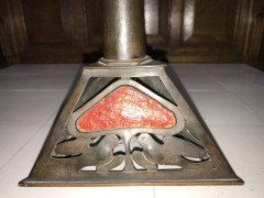Richard Rathbone, attributed, to Voysey Pewter & Enamel Arts & Crafts Candlestick - Thumbnail 12