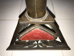Richard Rathbone, attributed, to Voysey Pewter & Enamel Arts & Crafts Candlestick - Thumbnail 13