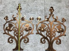 Pair of Handcrafted Gothic Revival Copper Hinges with Thistle Decoration c.1875 - Thumbnail 2