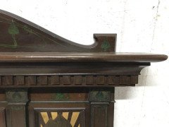 Arts & Crafts Overmantle with Gesso & Painted Peacock beside a Sunset & Sunrise - Thumbnail 5