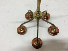 W. A. S Benson, Signed, Arts & Crafts Brass and Copper Five Branch Candelabra - Thumbnail 2