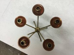 W. A. S Benson, Signed, Arts & Crafts Brass and Copper Five Branch Candelabra - Thumbnail 3