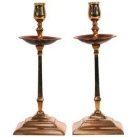 Pair of Copper and Brass Candlesticks, by W. A. S Benson - Thumbnail 1