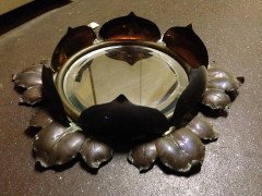 Arts & Crafts Circular Copper and Bevelled Mirror in the Form of a Flower Bud - Thumbnail 2