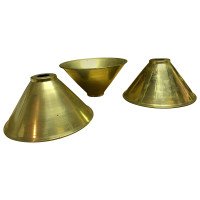 Six Brass Conical Shaped Shades, Would Also Work Well for a Snooker Table Light - Thumbnail 1