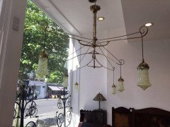 W. A. S. Benson Rare Arts & Crafts Brass Dining, billiard or Snooker chandelier - Thumbnail 2