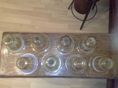 Rare Set of Eight Arts & Crafts Vaseline/Uranium Glass Shades - Thumbnail 1