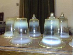 Rare Set of Eight Arts & Crafts Vaseline/Uranium Glass Shades - Thumbnail 5