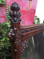 A. W. N. Pugin Attributed, Gothic Revival Carved Oak Wall or Pier Mirror - Thumbnail 9