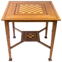 Liberty & Co. Attributed, Arts & Crafts Oak Chess Table - Thumbnail 4