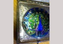 Arts & Crafts Peacock Enamel Mounted in a Silver Frame Attributed, C. R. Ashbee - Thumbnail 1