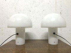 Vetri Murano, Rare Pair of Midcentury White Opaque Glass Mushroom Lamps - Thumbnail 5