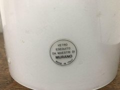Vetri Murano, Rare Pair of Midcentury White Opaque Glass Mushroom Lamps - Thumbnail 10
