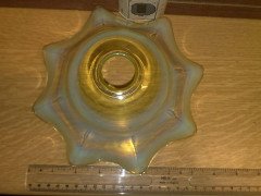 Arts & Crafts c.1900 Large Wavy Edge Vaseline Glass Shade with Uranium Tint - Thumbnail 4