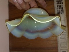 Arts & Crafts c.1900 Large Wavy Edge Vaseline Glass Shade with Uranium Tint - Thumbnail 2