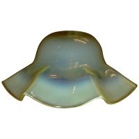 Arts & Crafts c.1900 Large Wavy Edge Vaseline Glass Shade with Uranium Tint