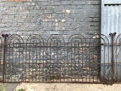 Four Georgian Wrought Iron Railing Lengths with Hand-Formed Circular End Finials - Thumbnail 2