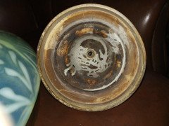 Arts & Crafts vaseline glass ceiling light with brass rim c.1900 - Thumbnail 13