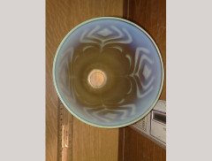A Single Arts & Crafts Vaseline/Uranium Glass Shade with Stylised Floral Details - Thumbnail 5