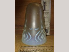 A Single Arts & Crafts Vaseline/Uranium Glass Shade with Stylised Floral Details - Thumbnail 3