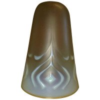 Arts & Crafts Vaseline Glass Shade with Stylised Floral Details