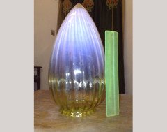Arts & Crafts c.1900 Vaseline Glass Bullet Shade - Thumbnail 2