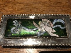 M D Spooner, a Silver plated Hand Enamelled Jewellery Box with Cupid & Fairy - Thumbnail 3