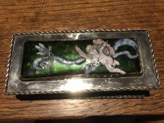 M D Spooner, a Silver plated Hand Enamelled Jewellery Box with Cupid & Fairy - Thumbnail 4