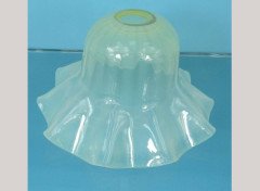 Arts & Crafts c.1900 Vaseline Glass Shade with Defined Rippled Edge - Thumbnail 2