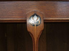 Wylie & Lochhead, Arts & Crafts Voysey Style Bookcase with Pewter & Ebony Inlays - Thumbnail 8