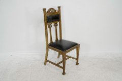 Set of Six Arts & Crafts Chairs with Stylized Floral Inlays Using Pewter Ebony - Thumbnail 7
