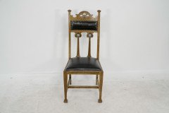 Set of Six Arts & Crafts Chairs with Stylized Floral Inlays Using Pewter Ebony - Thumbnail 8
