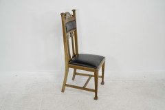 Set of Six Arts & Crafts Chairs with Stylized Floral Inlays Using Pewter Ebony - Thumbnail 9