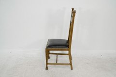 Set of Six Arts & Crafts Chairs with Stylized Floral Inlays Using Pewter Ebony - Thumbnail 14