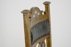 Set of Six Arts & Crafts Chairs with Stylized Floral Inlays Using Pewter Ebony - Thumbnail 17
