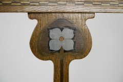 Set of Six Arts & Crafts Chairs with Stylised Floral Inlays Using Pewter Ebony - Thumbnail 19