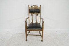 Set of Six Arts & Crafts Chairs with Stylized Floral Inlays Using Pewter Ebony - Thumbnail 23