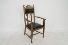 Set of Six Arts & Crafts Chairs with Stylized Floral Inlays Using Pewter Ebony - Thumbnail 25
