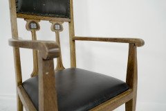 Set of Six Arts & Crafts Chairs with Stylized Floral Inlays Using Pewter Ebony - Thumbnail 36